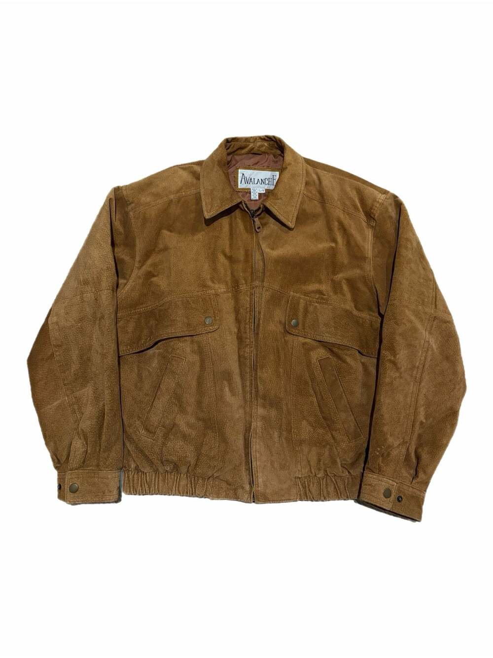 Vintage Avalanche Brown Suede Leather Bomber Jacket Size Large